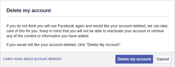 Delete Facebook account permanently